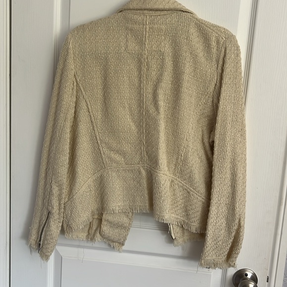 Women's Cream Tweed biker Jacket - Picture 4 of 5